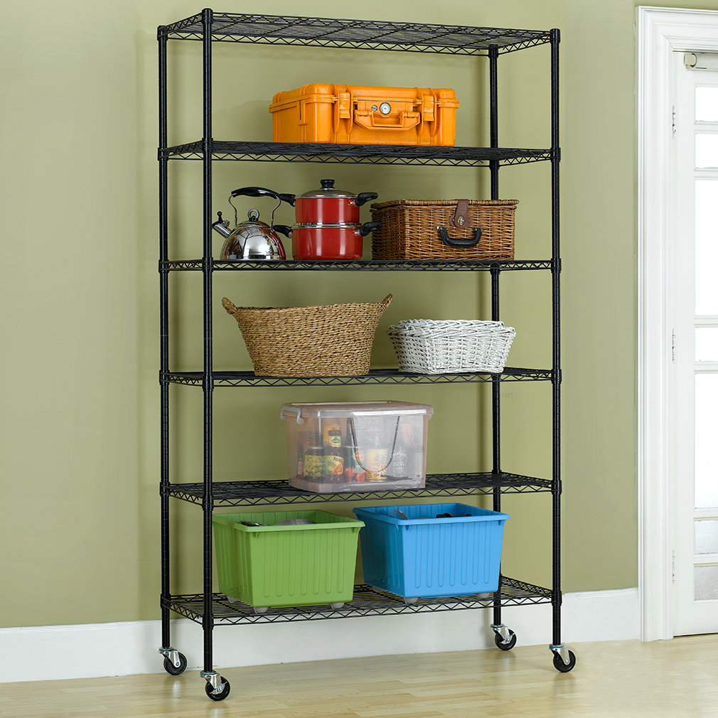 Tadley 48'' W Steel Height -Adjustable Shelving Unit with Wheels WFX Utility™