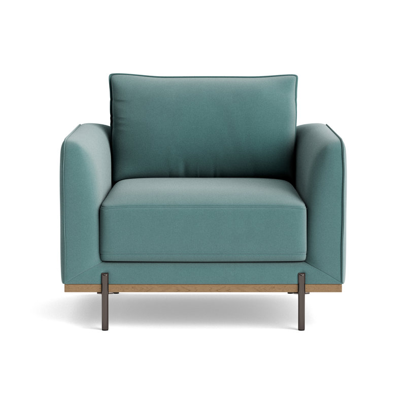 Fauteuil d'appoint en velours azur, vert olive, Velours bleu ciel