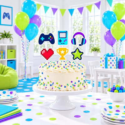 Décorations de gâteau d'anniversaire sur le thème des jeux vidéo, 6 figurines en carton pour gâteaux de jeux vidéo