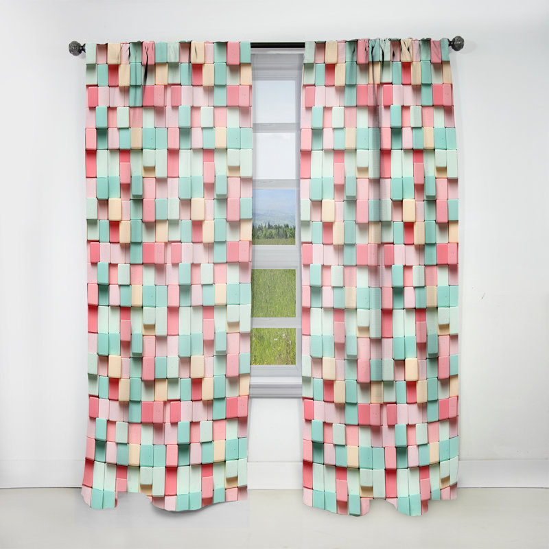 Popart Candyland Blocks II - Rideau à rayures - Rideau rayé obscurcissant - 1 panneaux, L 52 po x L 108 po