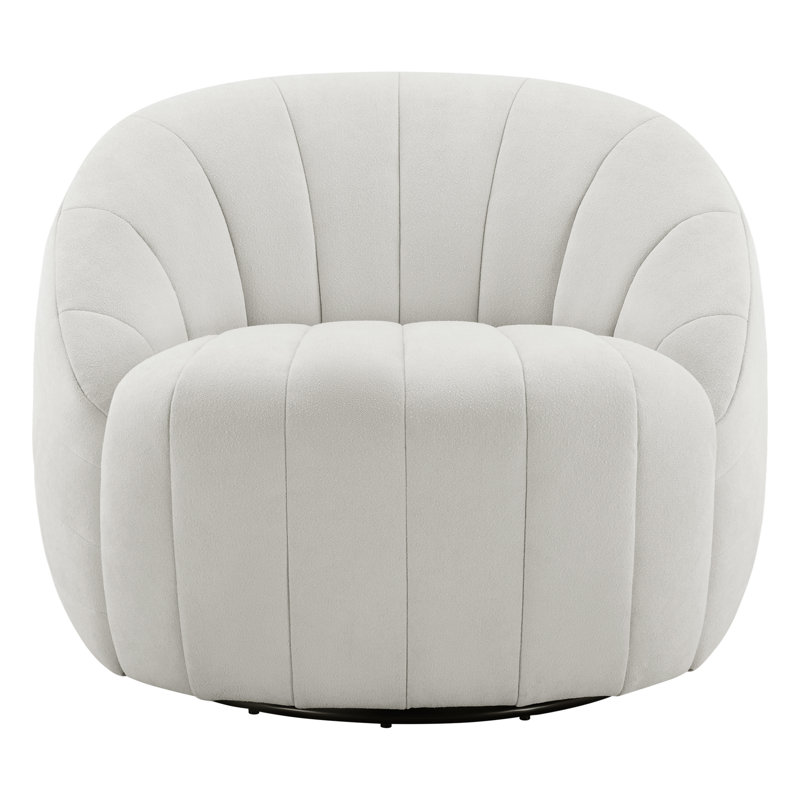 Augustine Upholstered Swivel Armchair, Willow Oyster Performance Chenille