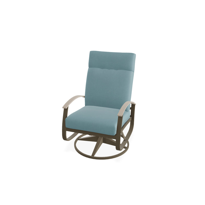 Chaise de patio pivotante avec coussins Askar, Bleu minéral, Bois de plage texturé, Désert P60