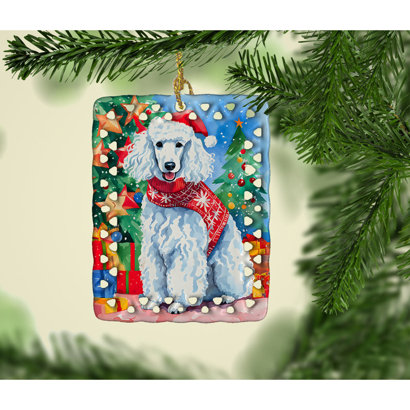 Ornement en porcelaine de Noël caniche, Caniche 3576