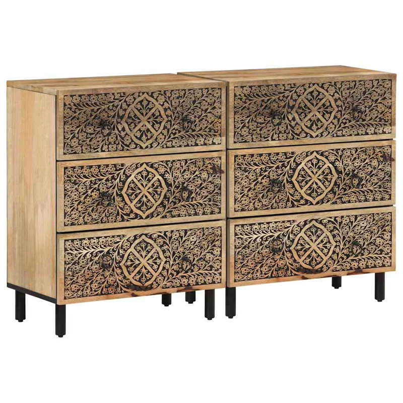  Armoire latérale en bois de manguier naturel avec pieds en fer, 1