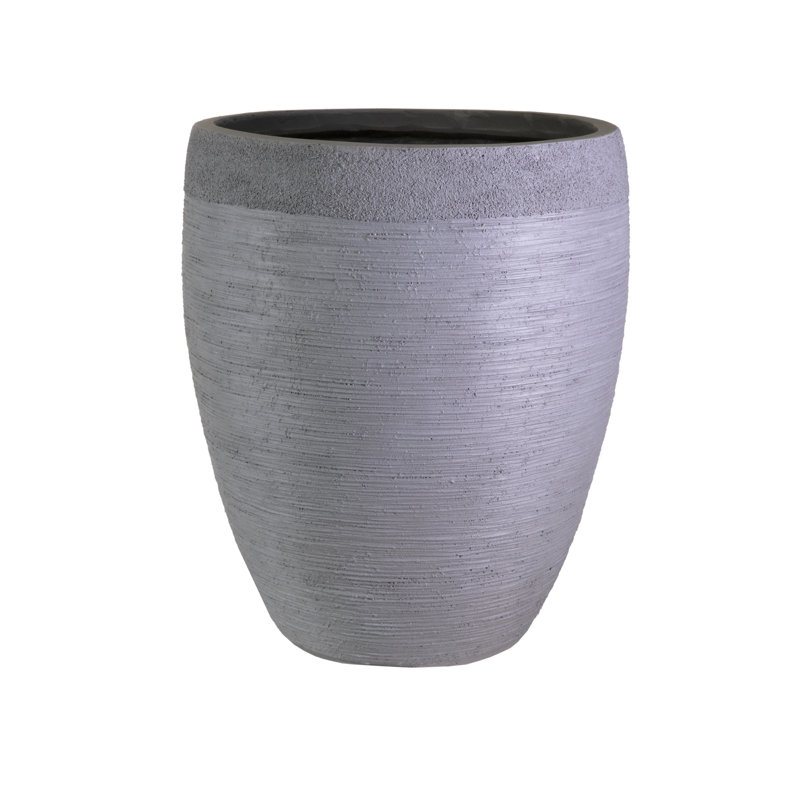 Ribbed Fibreglass Plant Pot, Black, 55cm H x 48cm W x 48cm D