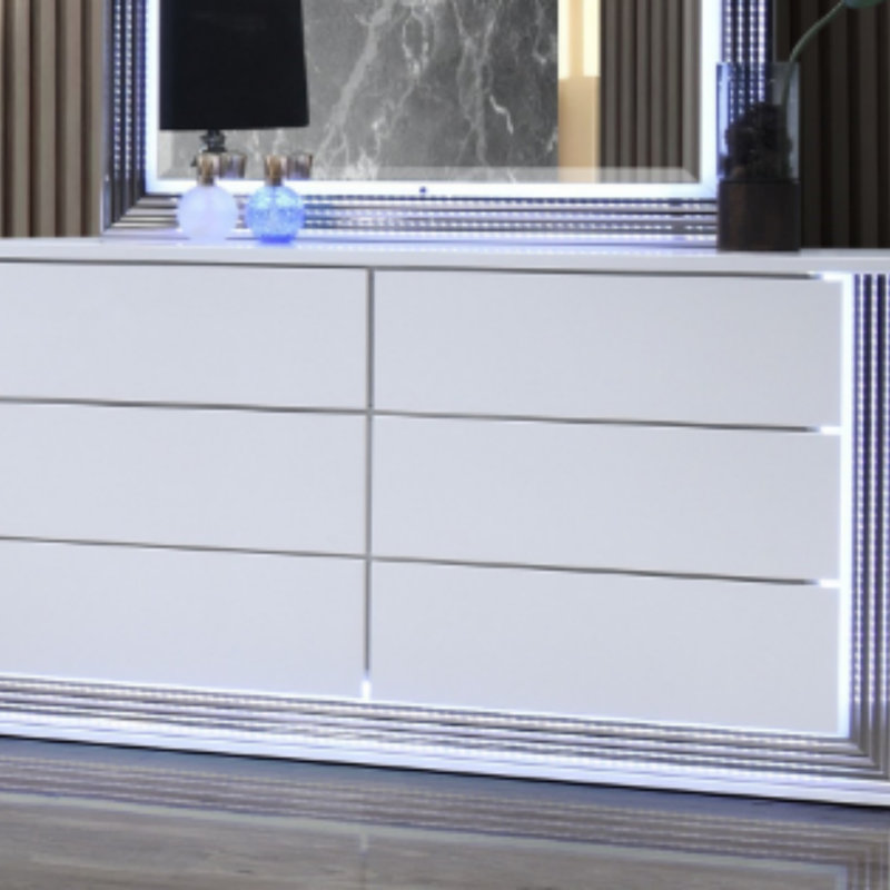 Commode lune lisse blanche avec DEL