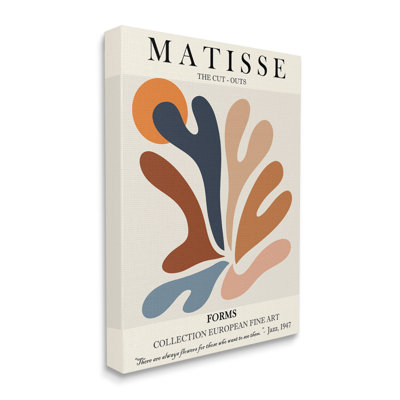 «Matisse Abstract Cut Out Forms Traditional Paint Stretched Canvas Wall Art» par Ros Ruseva
