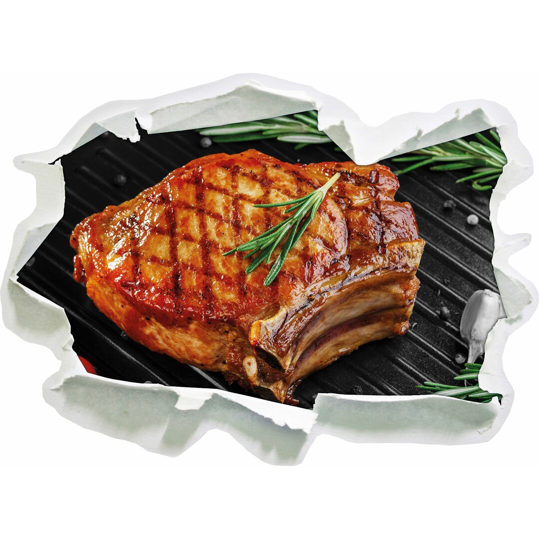 Wandtattoo Leckeres Rumpsteak auf Grill