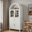 Grand garde-manger arqué avec tiroir, support de porte, tablettes réglables et porte vitrée-120754480