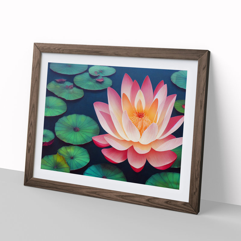 An Appealing Lotus Flower - Framed Print, Walnut, 46cm H x 64cm W x 2cm D