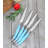 French Home Laguiole Steak Knives with Faux Turquoise Handles, 4-Piece Set
