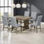 Ensemble de salle à manger extensible Mid-Century pour 6 personnes avec table en bois massif et chaises rembourrées gris doux, brun