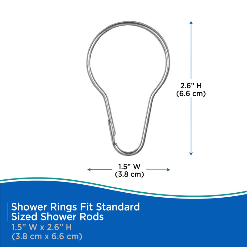 Kenney Rust-Resistant Metal Shower Curtain Rings, Chrome