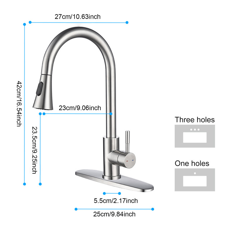 Interbath Pull Down Kitchen Faucet, Brushed Nickel