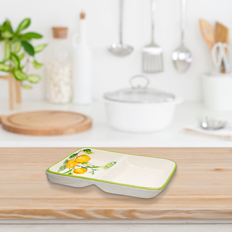 Ensemble de 2 plateaux en céramique et citron 2 pièces d'IH Casa Decor