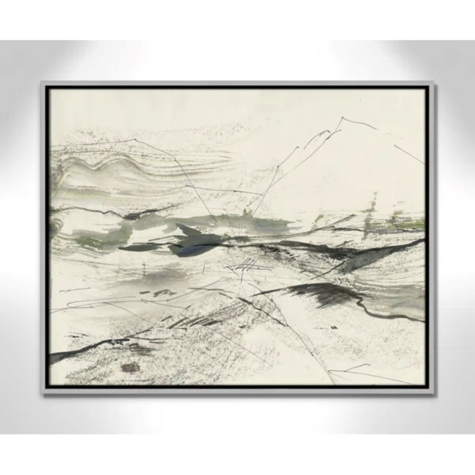 Green Sketches Print by PI Studio, 23.5" H x 29.5" W x 2" D, Silver Floater Framed, No Mat