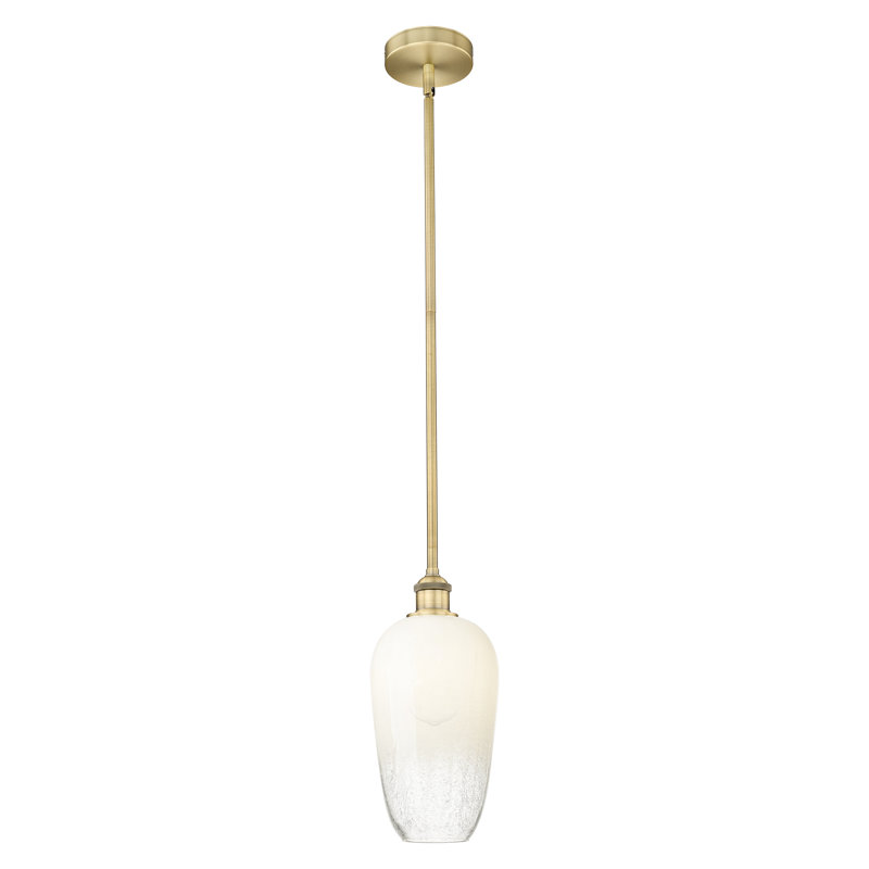 Edison - Flûte Brookhaven - Mini-luminaire suspendu 1 tige 7 po, Brushed Brass, Opal