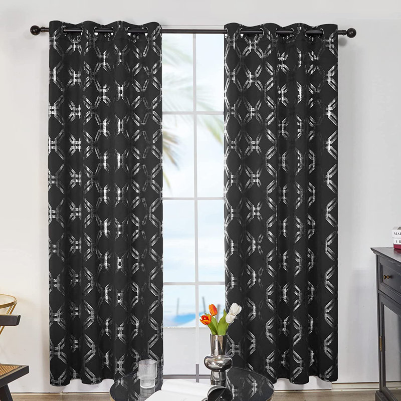 Hershal Blackout Curtain Pair, Black, 52" W x 84" L