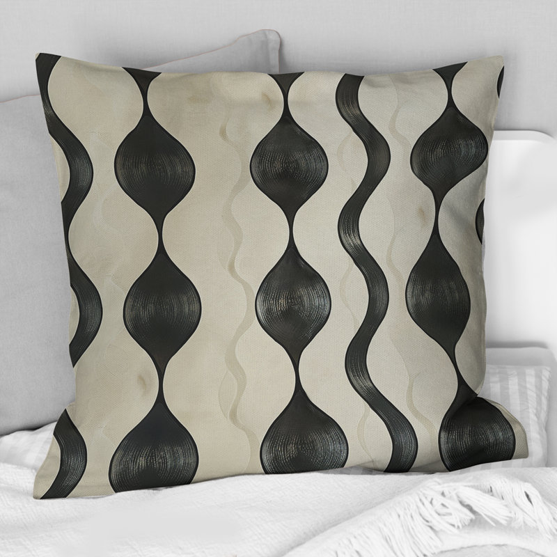 Coussin décoratif noir Midgeury Ogee Print III - Mid-Century, H 16 po x l 16 po
