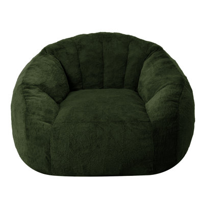 Shell-Shaped Faux Fur Bean Bag Chair, Seashell Design Beanbag Sofa for Living Room & Bedroom