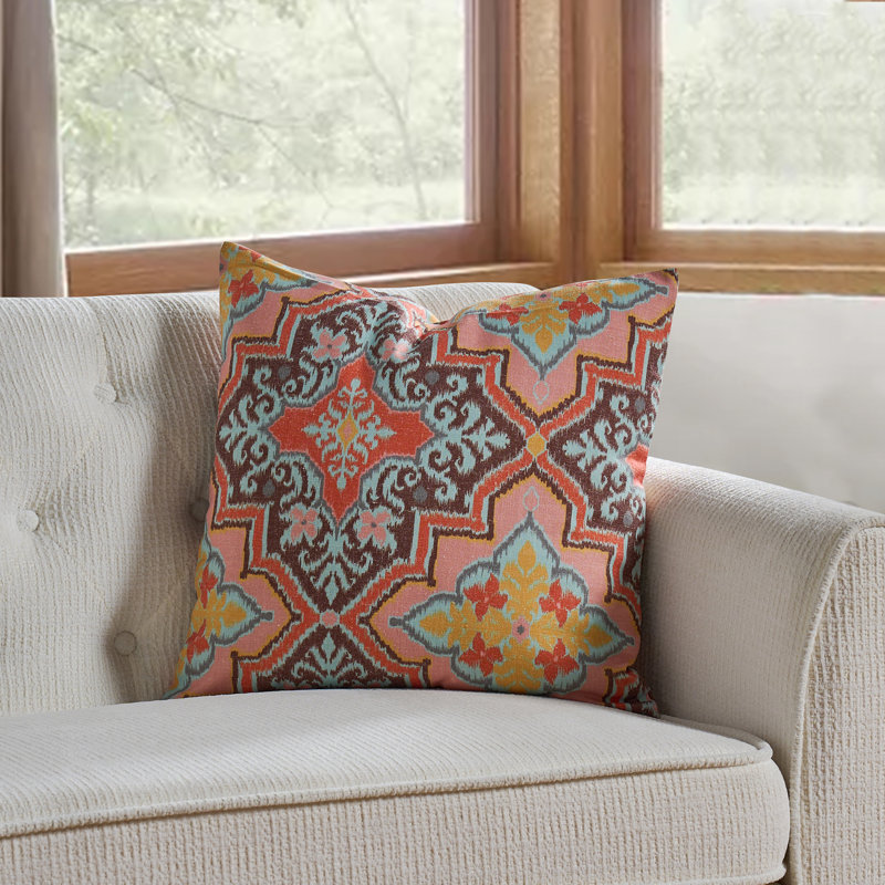 Housse de coussin en lin floral Kyoto, Bleu