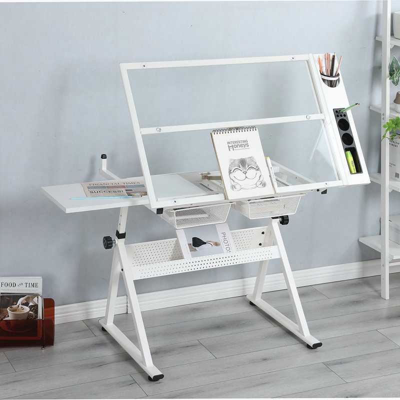 Adjustable Height Glass Drafting Table