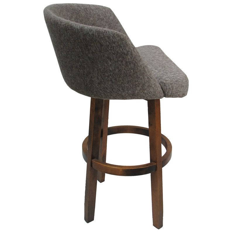 Aghilas Swivel Upholstered Counter Stool with Solid Wood Frame, Mojave Grey, Counter Stool (26” Seat Height)