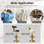 Tabourets de bar pivotants réglables avec structure en acier inoxydable doré et coussin de siège en cuir, hauteur comptoir / îlot, noir