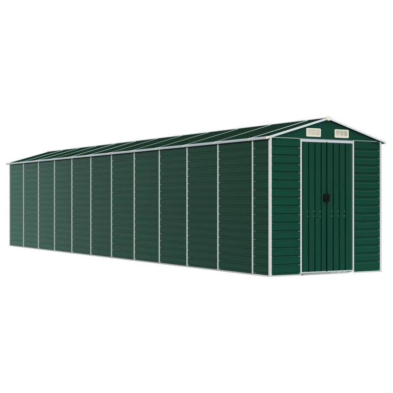 Grande remise en acier galvanisé Vidaxl, H 77,9 po x l 385,8 po x P 75,2 po, Vert
