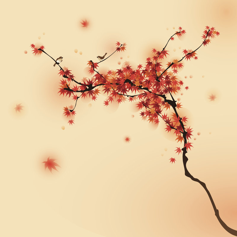 Red Maple Tree by Ori-artiste - Wrapped Canvas Print, 91cm H x 91cm W
