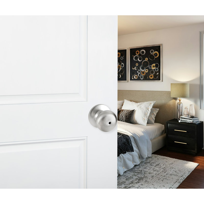 Saxon Satin Nickel Flat Ball Privacy Door Knob Set