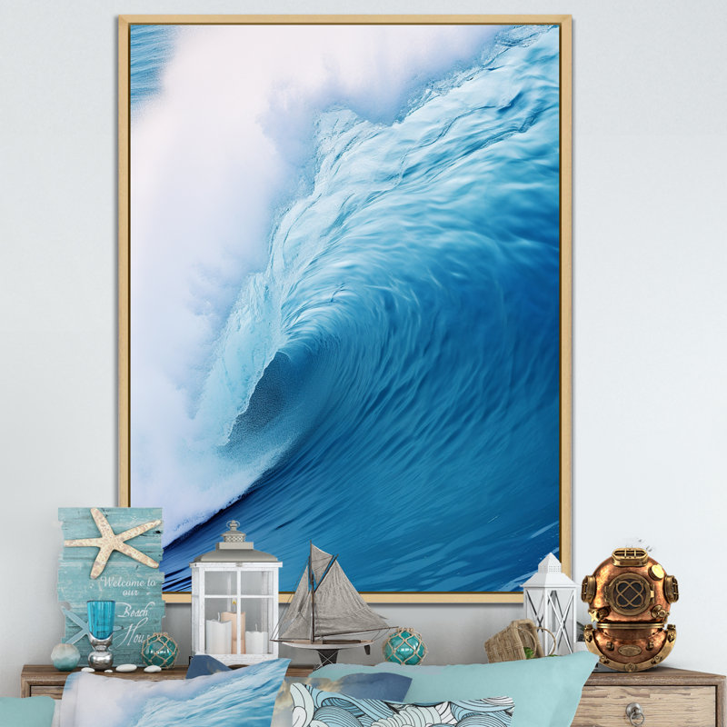«Blue Wave Blue Wonder» sur toile, H 20 po x l 12 po x P 1 po, Cadre naturel flottant