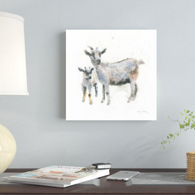 «Goat and Kid» par Emily Adams - reproduction d'art sur toile tendue