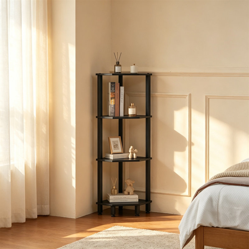 Corner Shelf, the ultimate space saving corner stand - stability, style, and versatility, Black