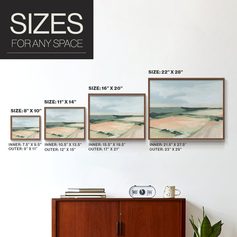 «Pastel Plains I», reproduction encadrée, H 11 po x l 14 po, Noyer
