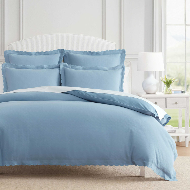 Ensemble de housse de couette réversible Martha Stewart, King Duvet Cover + 2 King Shams, Bleu