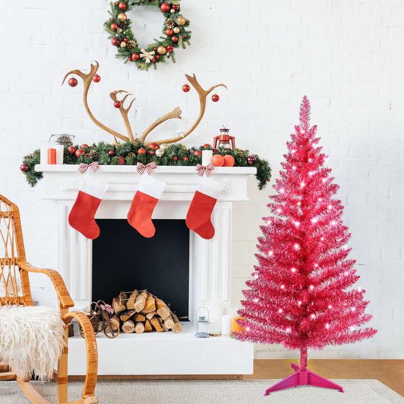 Arbre de Noël décoratif en pot 4 pi pré-éclairé, 2 couleurs disponibles