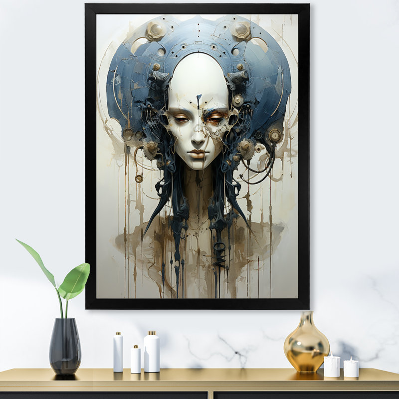 Minimalisme d'extraterrestres sur toile, Cadre simple noir, H 32 po x l 24 po x P 1 po