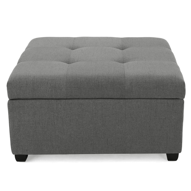 Jamil Upholstered Ottoman, Dark Gray Fabric