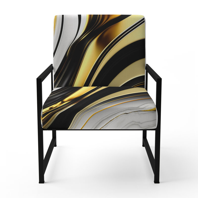 Cullivan - Fauteuil d'appoint rembourré en marbre, Noir, noir, noir, noir
