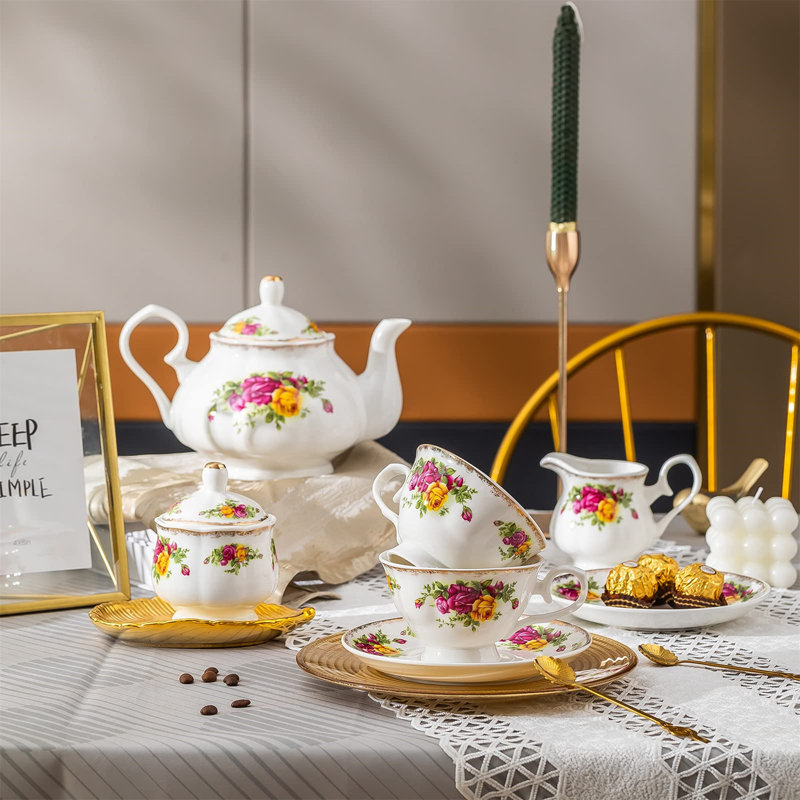 DNGJU 30oz. Floral Teapot Set