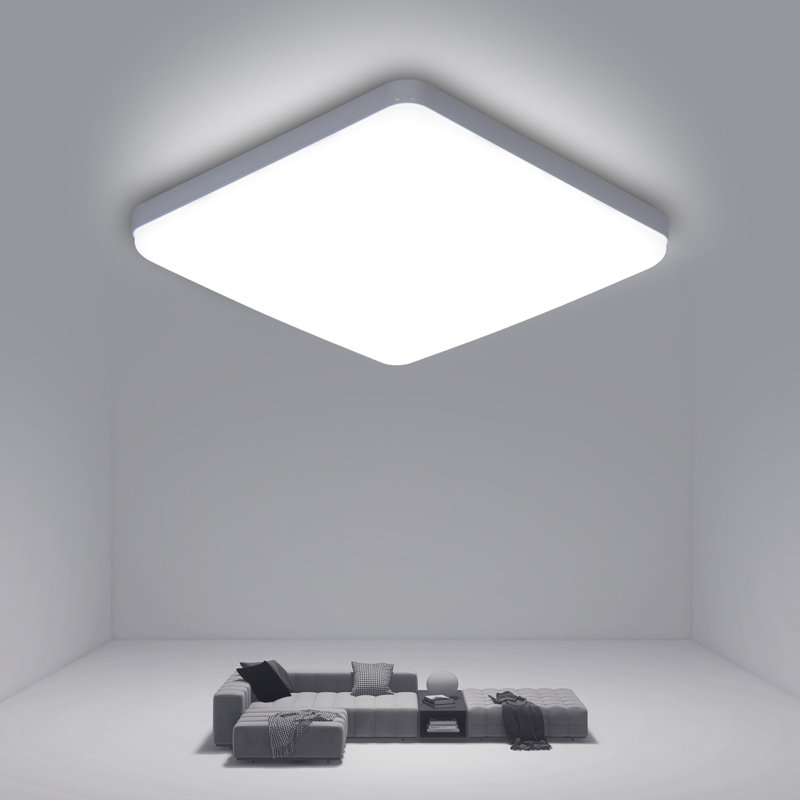 Square LED Flush Mount, 3.5cm H X 23cm W X 23cm D, White