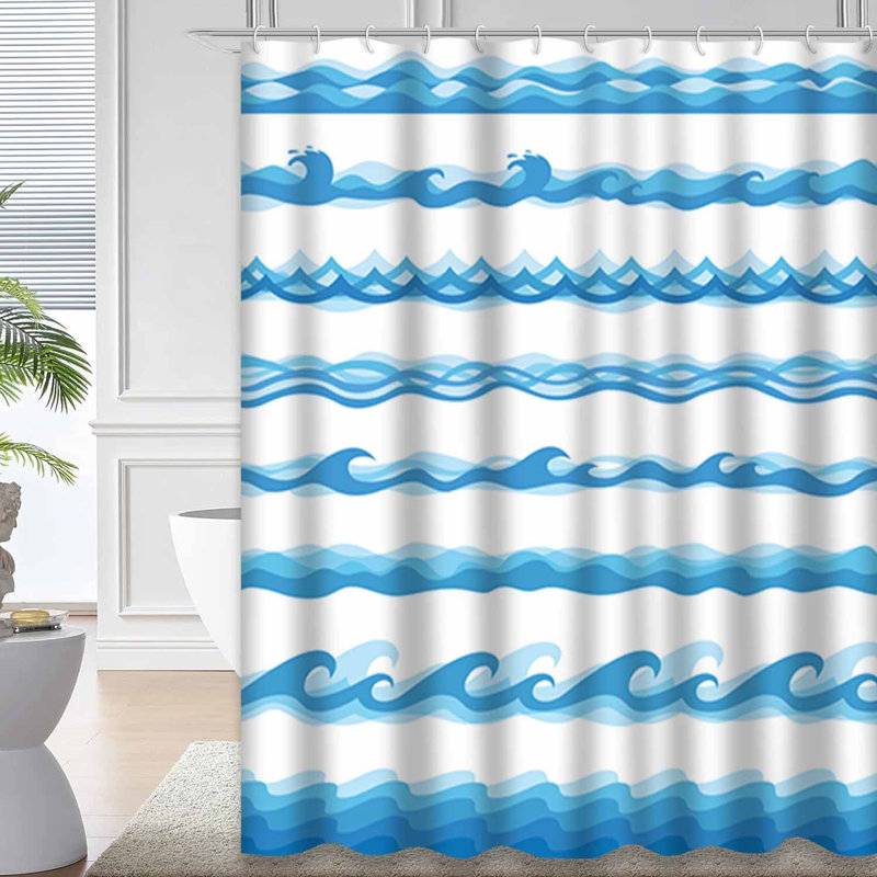 Rideau de douche imperméable à l'eau avec 12 crochets, L 72 po x l 72 po