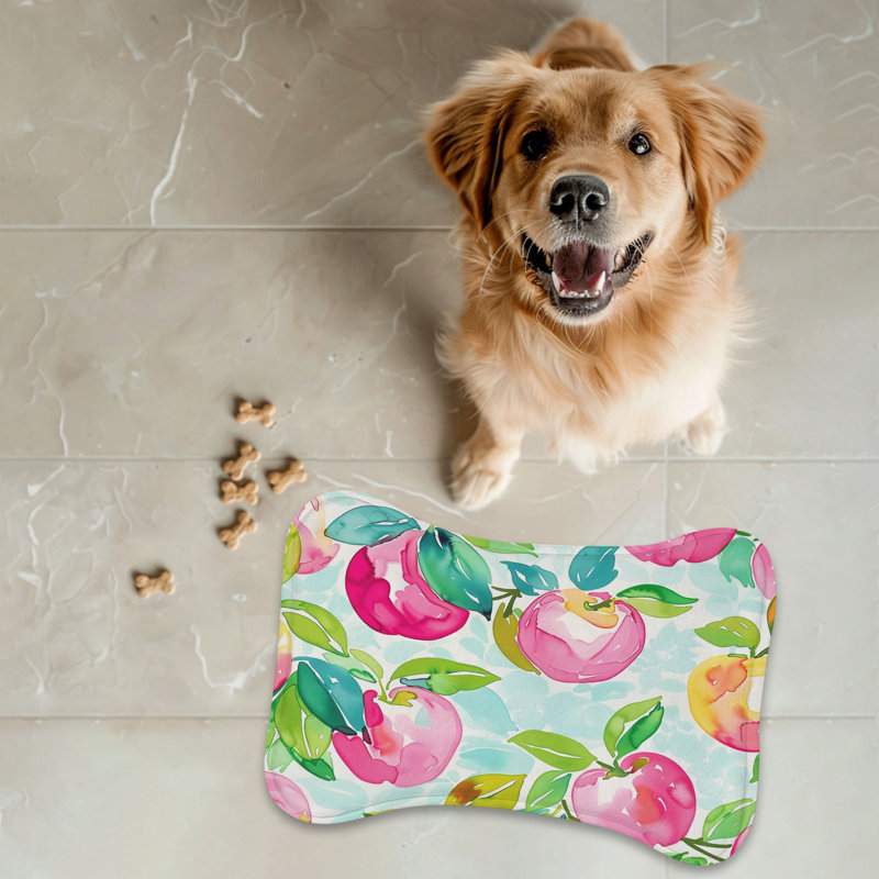 Stylish Apple Art - 1 Piece Bone Shape Feeding Mat, Small (14")