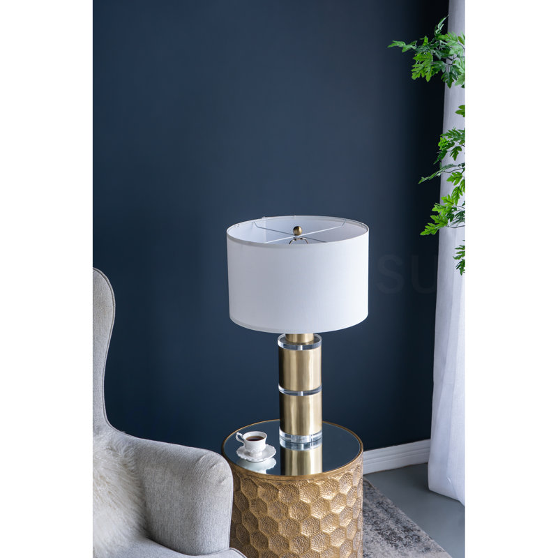 Lampe de table cylindrique D15x25,5 "avec abat-jour tambour (assemblage de l'abat-jour requis)