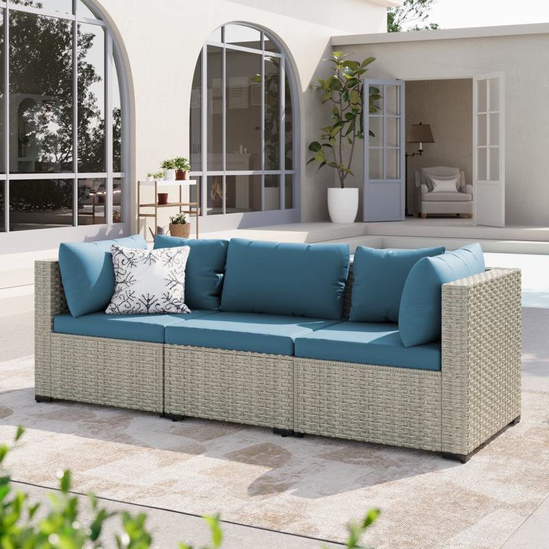 Ensemble de 2 chaises d'angle pour l'extérieur en osier, Bleu très foncé