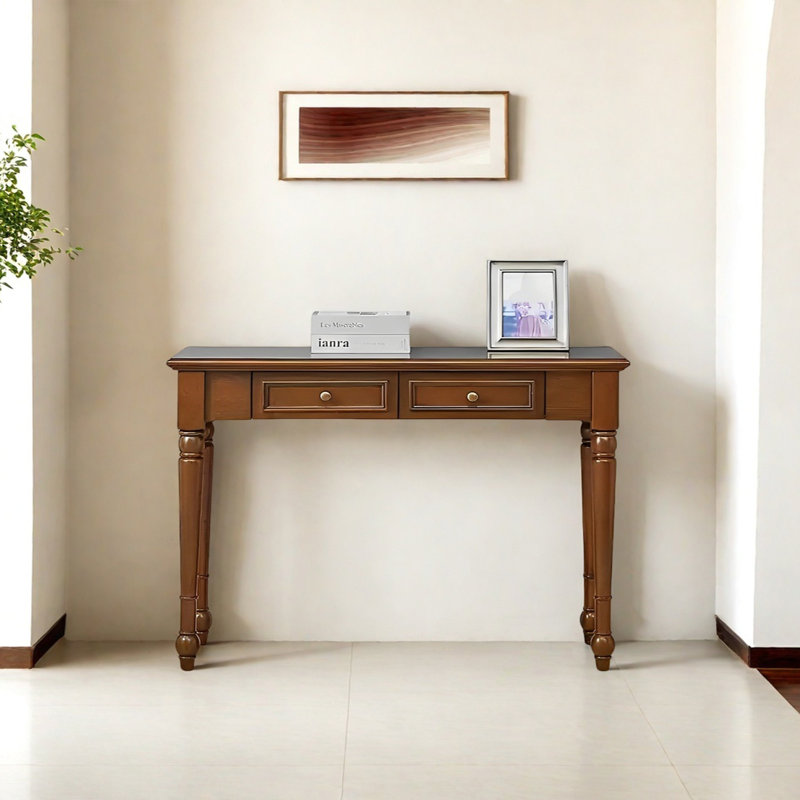 Console en bois massif de style campagne classique, H 29,92 po x l 39,37 po x P 13,78 po, Brun