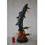 Statue en bronze Lareau, trois tortues dauphins et roue de bateau, taille: 17 po x 13 po x H 40 po.
