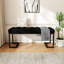 Banc rembourré moderne, noir et bronze, conception de lignes précises, pieds en métal poli, coutures en diamant pour sophistication, structure en fer, rembourrage en mousse, matériau en velours, produit de 44,98 po-883511849