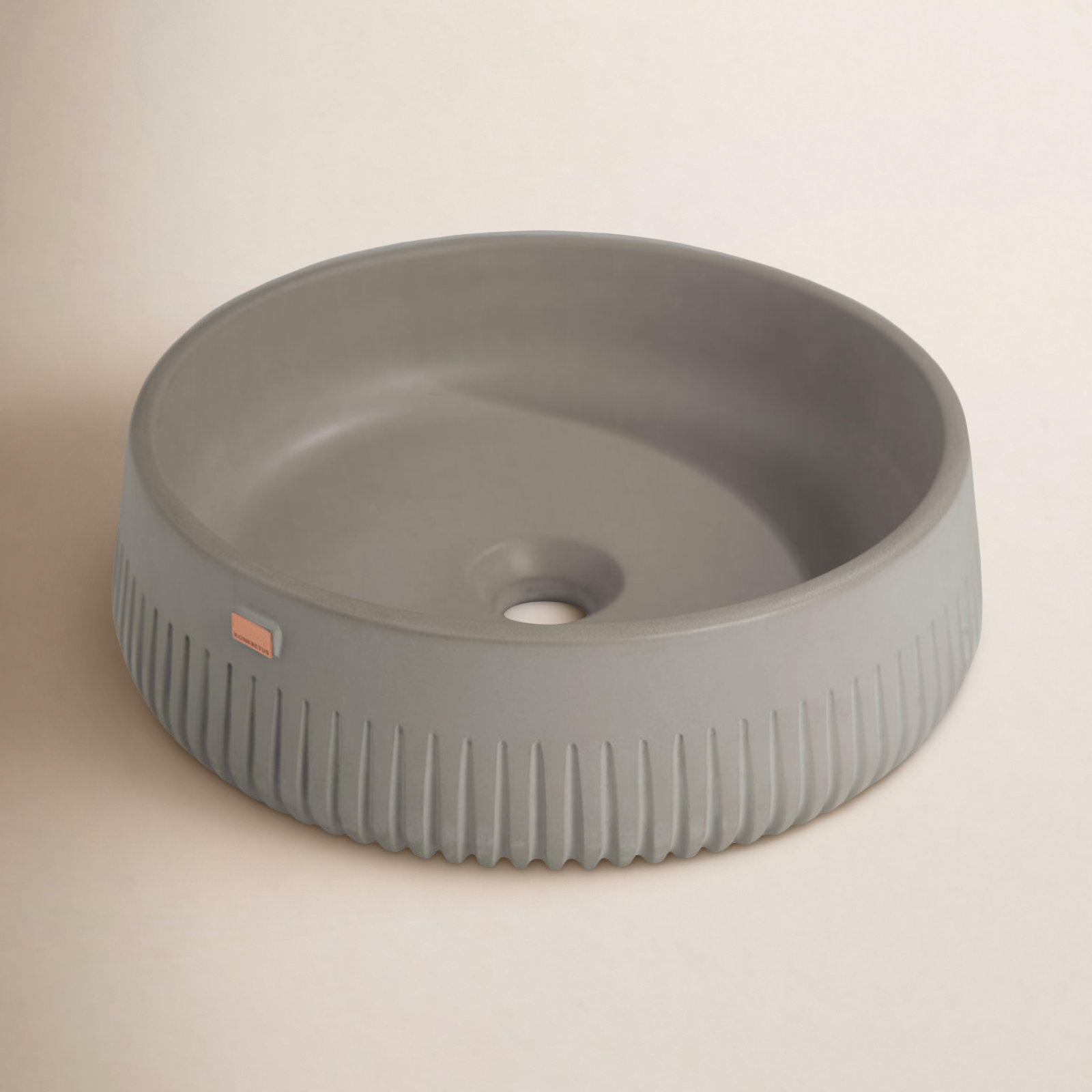 Papua Circular Concrete Vessel Sink, Rain Gray